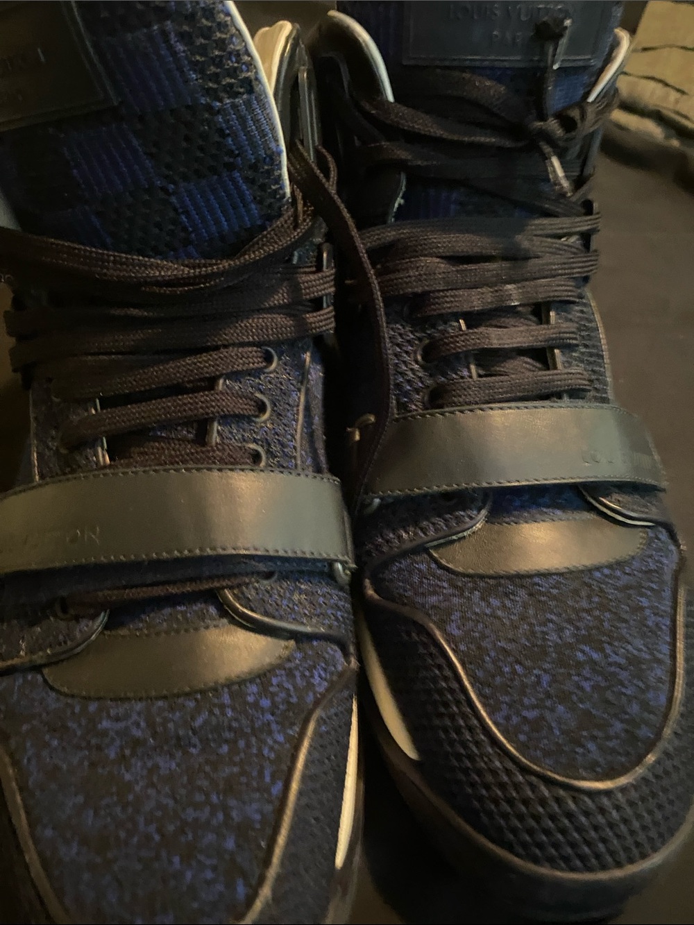 Louis Vuitton Men’s Navy and Black High-Top Sneakers - Picture 5 of 9